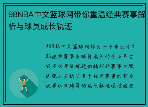 98NBA中文篮球网带你重温经典赛事解析与球员成长轨迹